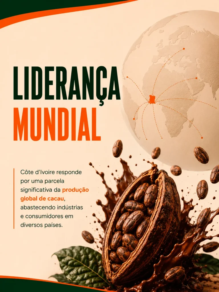 A Côte d’Ivoire e o cacau: liderança mundial que conecta produção e mercados